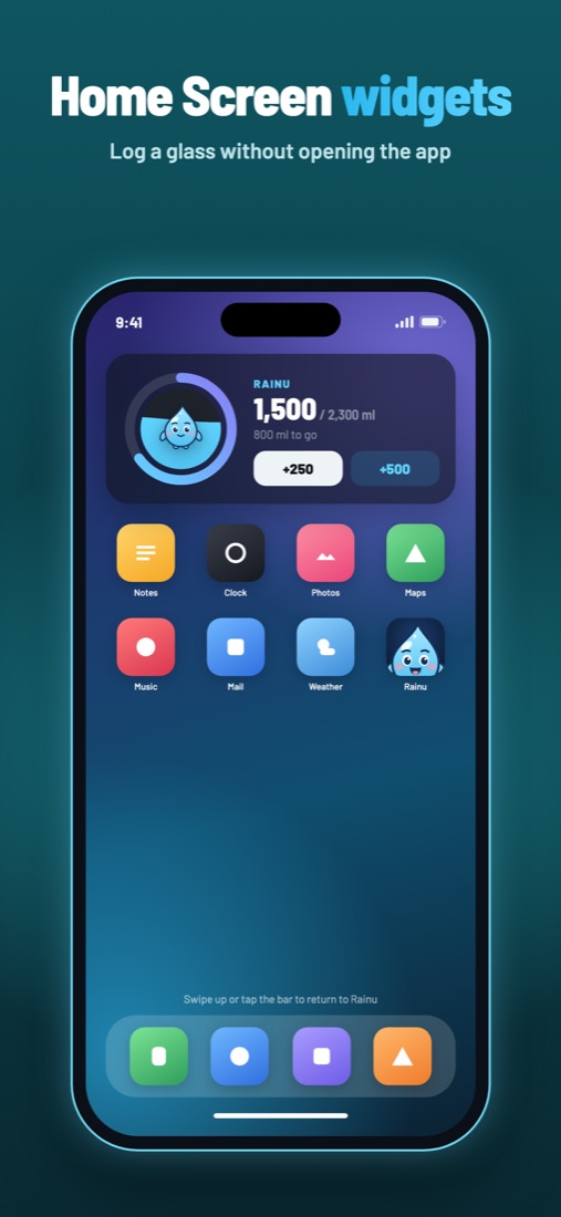 Rainu widgets on the iPhone Home Screen and Lock Screen